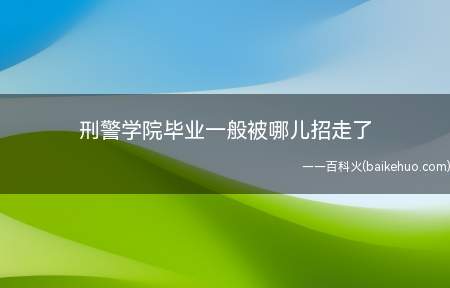 刑警学院毕业一般被哪儿招走了