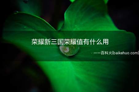 荣耀新三国荣耀值有什么用