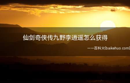 仙剑奇侠传九野李逍遥怎么获得