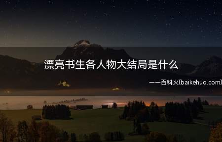 漂亮书生各人物大结局是什么