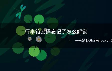 行李箱密码忘记了怎么解锁