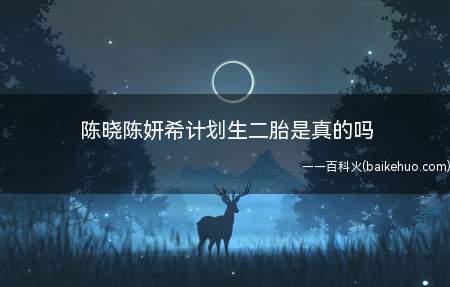 陈晓陈妍希计划生二胎是真的吗