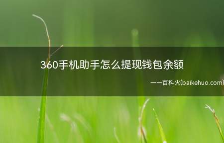360手机助手怎么提现钱包余额