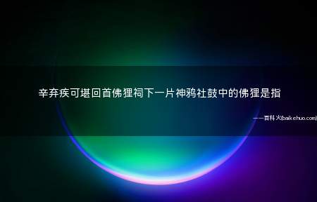 辛弃疾可堪回首佛狸祠下一片神鸦社鼓中的佛狸是指