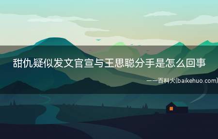 甜仇疑似发文官宣与王思聪分手是怎么回事