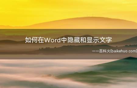 如何在Word中隐藏和显示文字