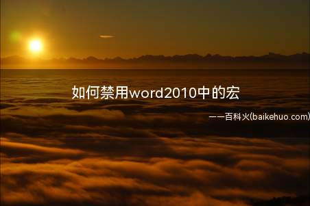 如何禁用word2010中的宏（word2010如何禁用宏）