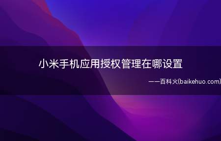 小米手机应用授权管理在哪设置