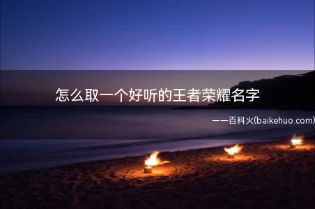 怎么取一个好听的王者荣耀名字