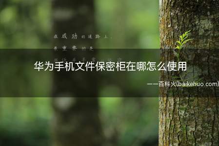 华为手机文件保密柜在哪怎么使用(华为文件保密柜怎么使用)