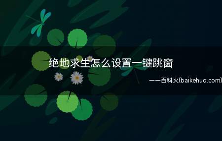 绝地求生怎么设置一键跳窗(绝地求生怎样设置一键跳窗)