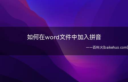 如何在word文件中加入拼音（word中如何操作）