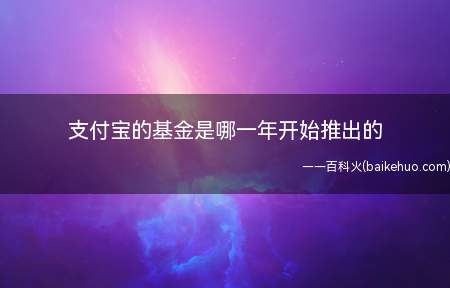 支付宝的基金是哪一年开始推出的(支付宝的基金是13年6月13日推出的)