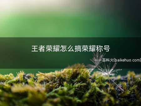 王者荣耀怎么搞荣耀称号(王者荣耀荣耀称号获得方法)