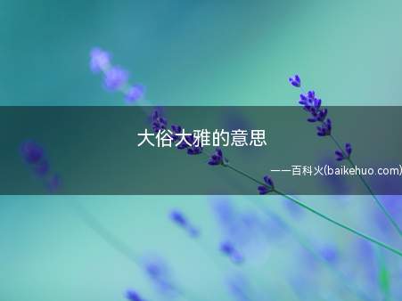 大俗大雅的意思(大俗大雅的意思是:大是一种极致)