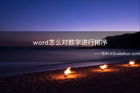 word怎么对数字进行排序