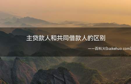 主贷款人和共同借款人的区别