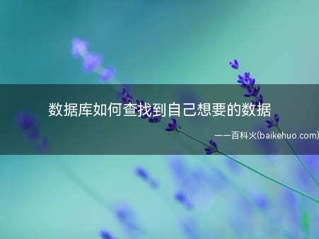 数据库如何查找到自己想要的数据(数据库如何查找到自己想要的数据在自己的电脑里)