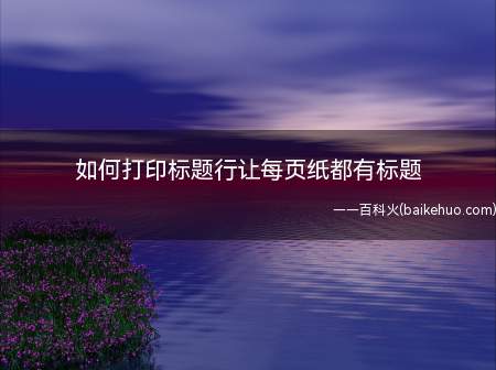 如何打印标题行让每页纸都有标题(excel如何打印标题行)