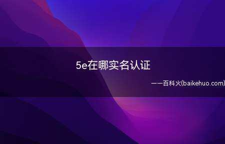 5e在哪实名认证