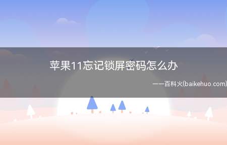 苹果11忘记锁屏密码怎么办