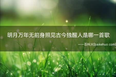 明月万年无前身照见古今独醒人是哪一首歌