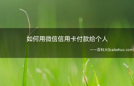 如何用微信信用卡付款给个人(微信如何用信用卡付款)