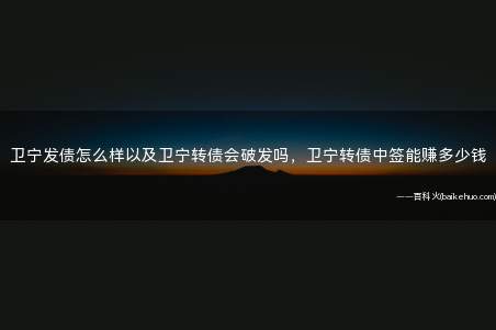 卫宁发债怎么样以及卫宁转债会破发吗,卫宁转债中签能赚多少钱