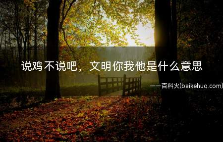 说鸡不说吧，文明你我他是什么意思(说鸡就说吧,文明去他妈是什么意思)