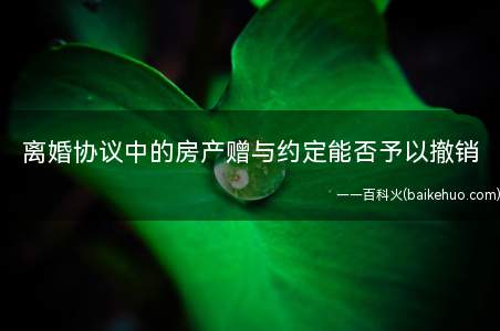 离婚协议中的房产赠与约定能否予以撤销(离婚协议中的财产赠与条款应如何定性)