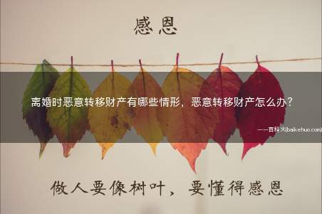 离婚时恶意转移财产有哪些情形,恶意转移财产怎么办?