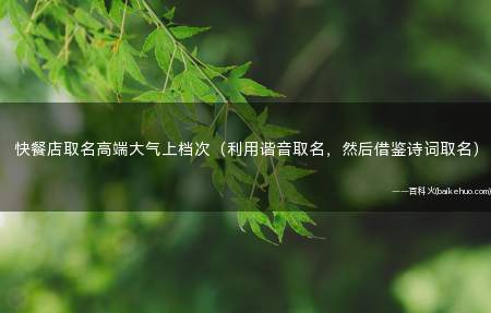 快餐店取名高端大气上档次(利用谐音取名,然后借鉴诗词取名)