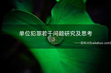 单位犯罪若干问题研究及思考