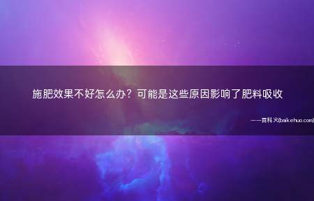 施肥效果不好怎么办?可能是这些原因影响了肥料吸收