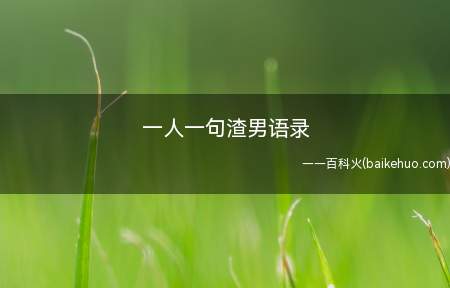 一人一句渣男语录(一人一句渣男语录 渣言渣语经典语句大赏)