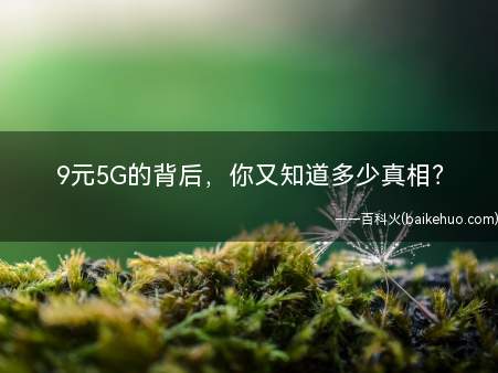 9元5G的背后,你又知道多少真相?