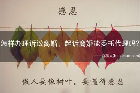 怎样办理诉讼离婚,起诉离婚能委托代理吗?