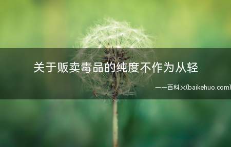 关于贩卖毒品的纯度不作为从轻量刑的依据