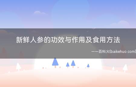 新鲜人参的功效与作用及食用方法(鲜人参的作用及食用方法)