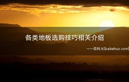 各类地板选购技巧相关介绍