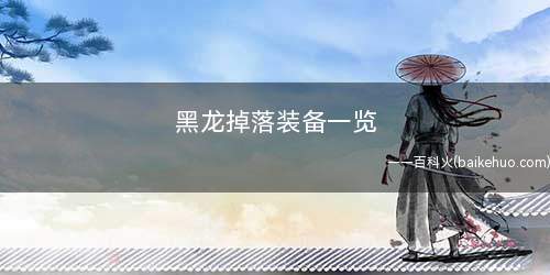 黑龙掉落装备一览