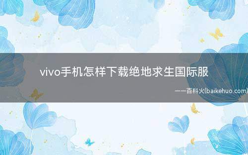 vivo手机怎样下载绝地求生国际服