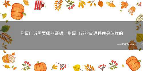 刑事自诉需要哪些证据,刑事自诉的审理程序是怎样的