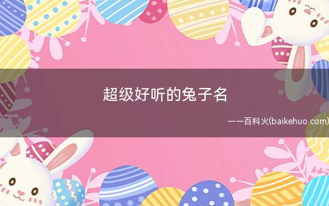 超级好听的兔子名(小贝、Angel、虎虎、雅虎、混混、小狼、小虎、李小熊、大奔)