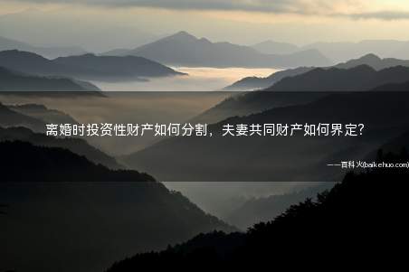 离婚时投资性财产如何分割,夫妻共同财产如何界定?