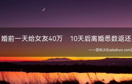 婚前一天给女友40万 10天后离婚悉数返还(婚前卖股票所得的40余万元是否属于冯某)