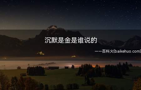 沉默是金是谁说的(沉默是金的小故事_人文频道)
