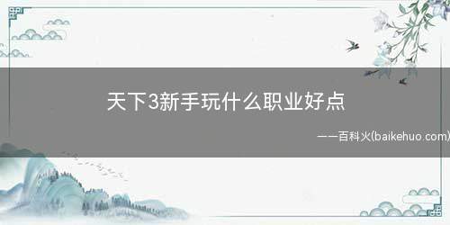 天下3新手玩什么职业好点