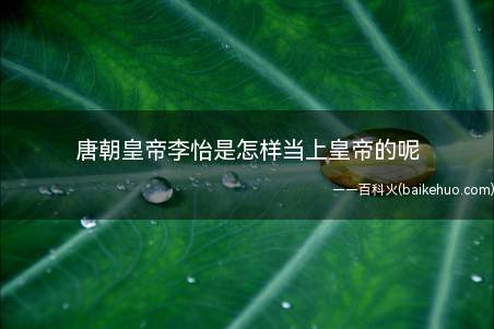 唐朝皇帝李怡是怎样当上皇帝的呢