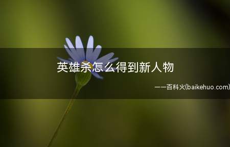 英雄杀怎么得到新人物